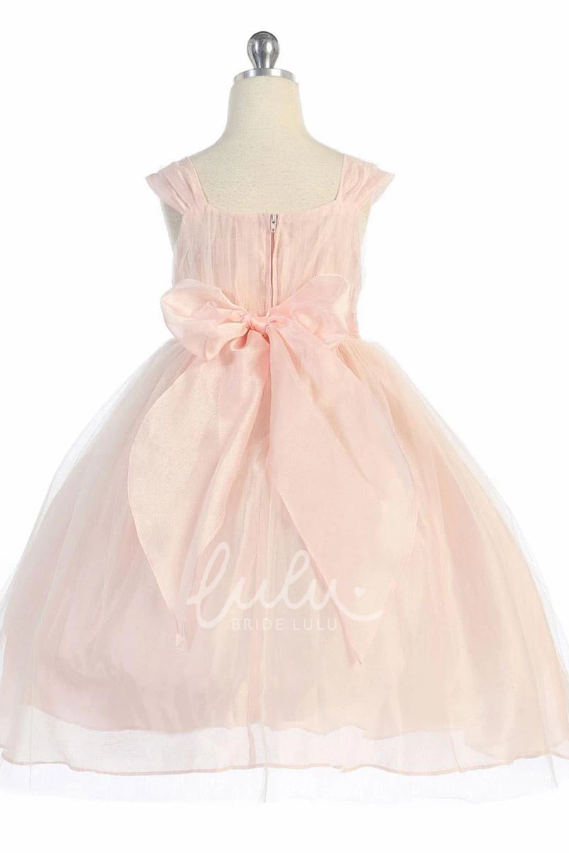 Straps Empire Tea-Length Tulle Flower Girl Dress Simple and Chic