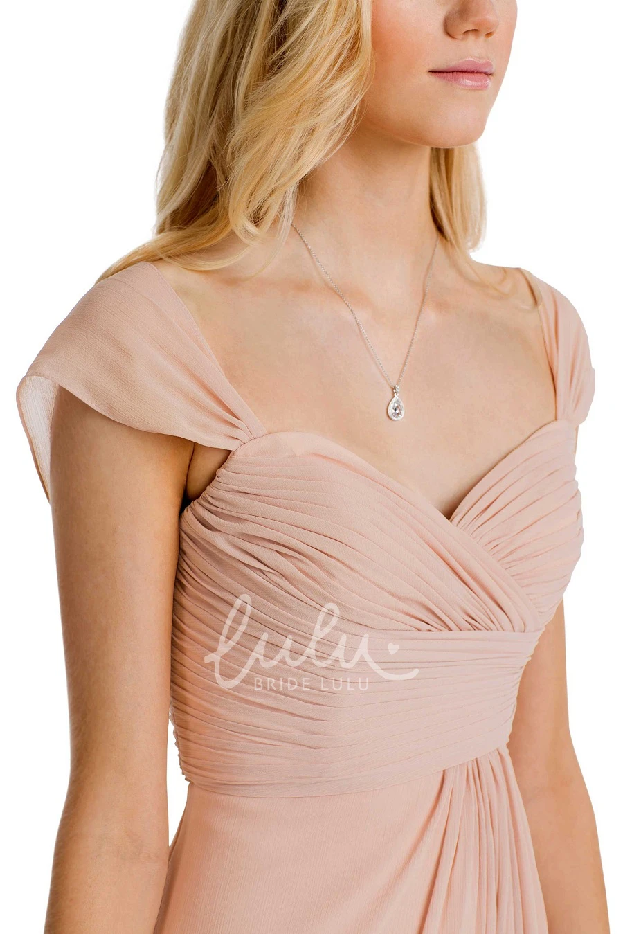 Cap Sleeve Chiffon Bridesmaid Dress with Ruched V-Neck Multi-Color Convertible