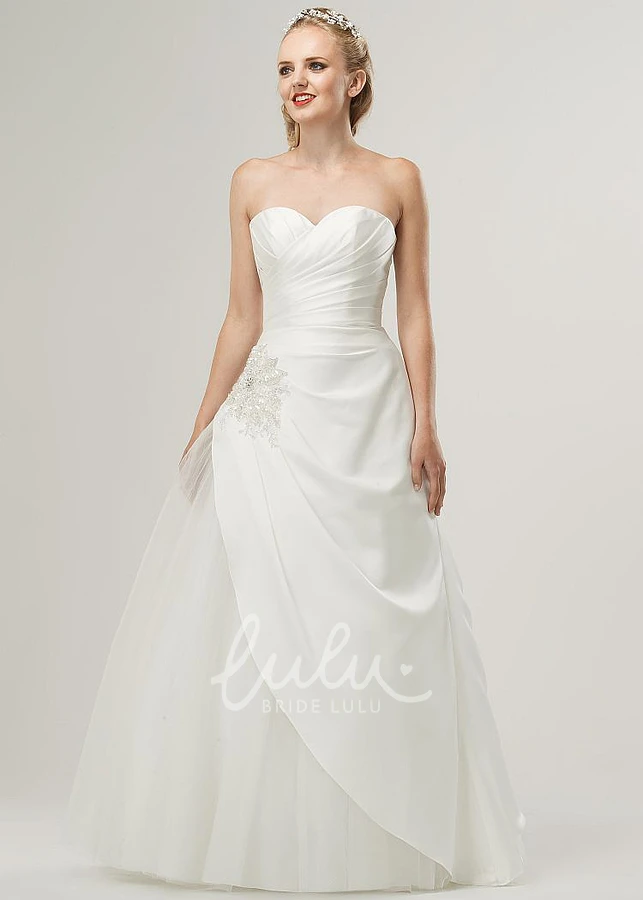 Sweetheart Satin Wedding Dress with Beading and Corset Back Floor-Length