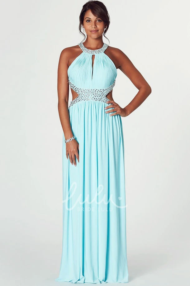 Sleeveless Chiffon Ruched Prom Dress Maxi Women's Elegant