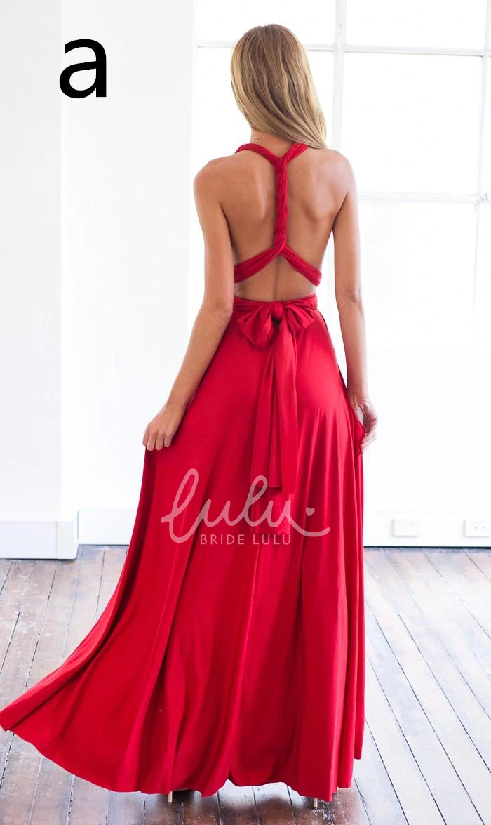 Red A-Line Prom Dress Sleeveless and Floor-Length