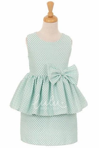Peplum Bowed Flower Girl Dress Knee-Length Elegant Design