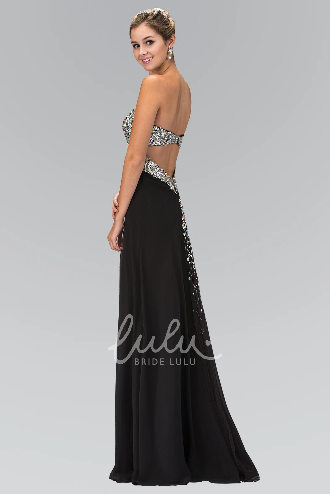 Sweetheart Chiffon Backless A-Line Formal Dress with Beading