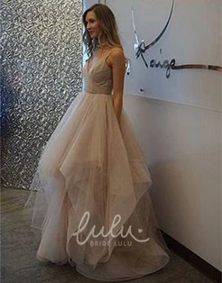 Tulle A-Line Bridesmaid Dress with Sleeveless Design and V-Neck