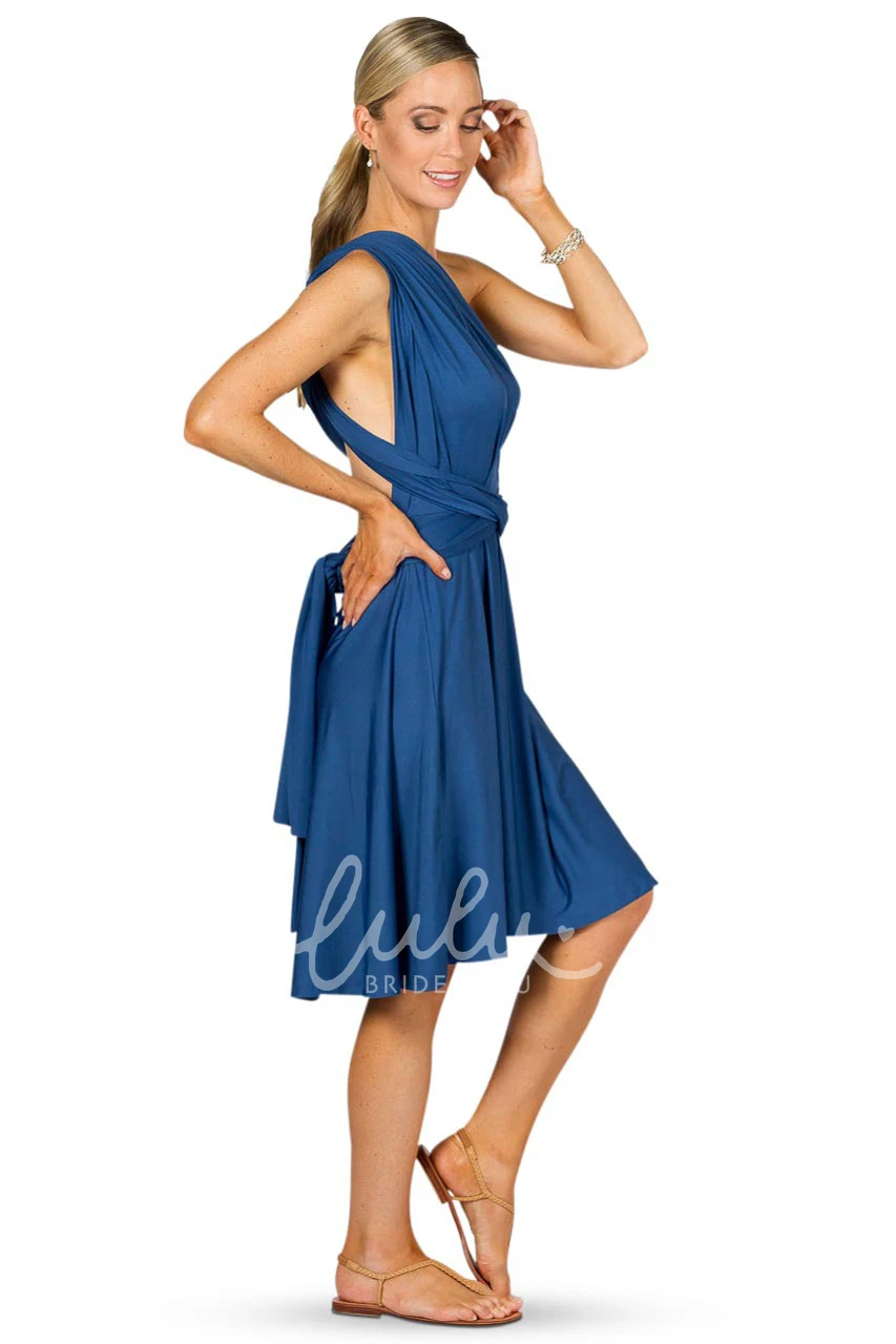 Knee-Length Sleeveless Chiffon Bridesmaid Dress with Ruching and Straps Flowy Bridesmaid Dress