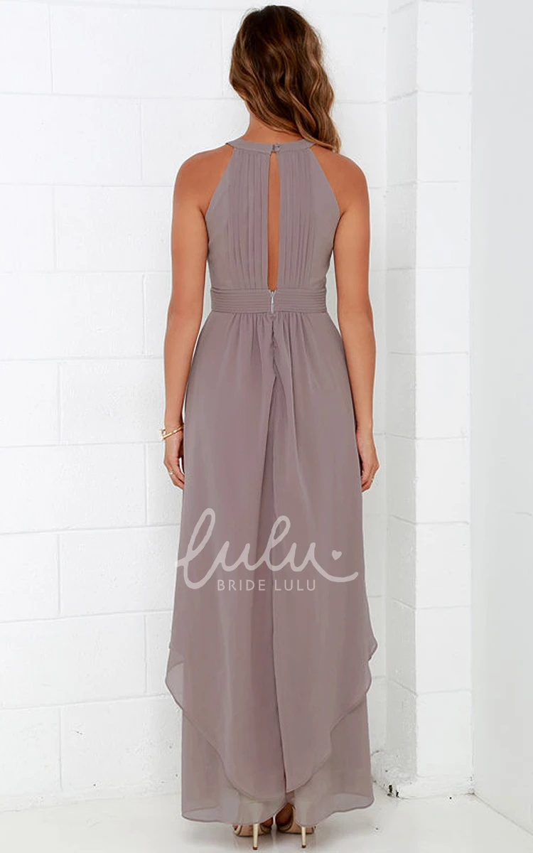 Empire Halter Sleeveless Bridesmaid Dress with Brilliant Beading