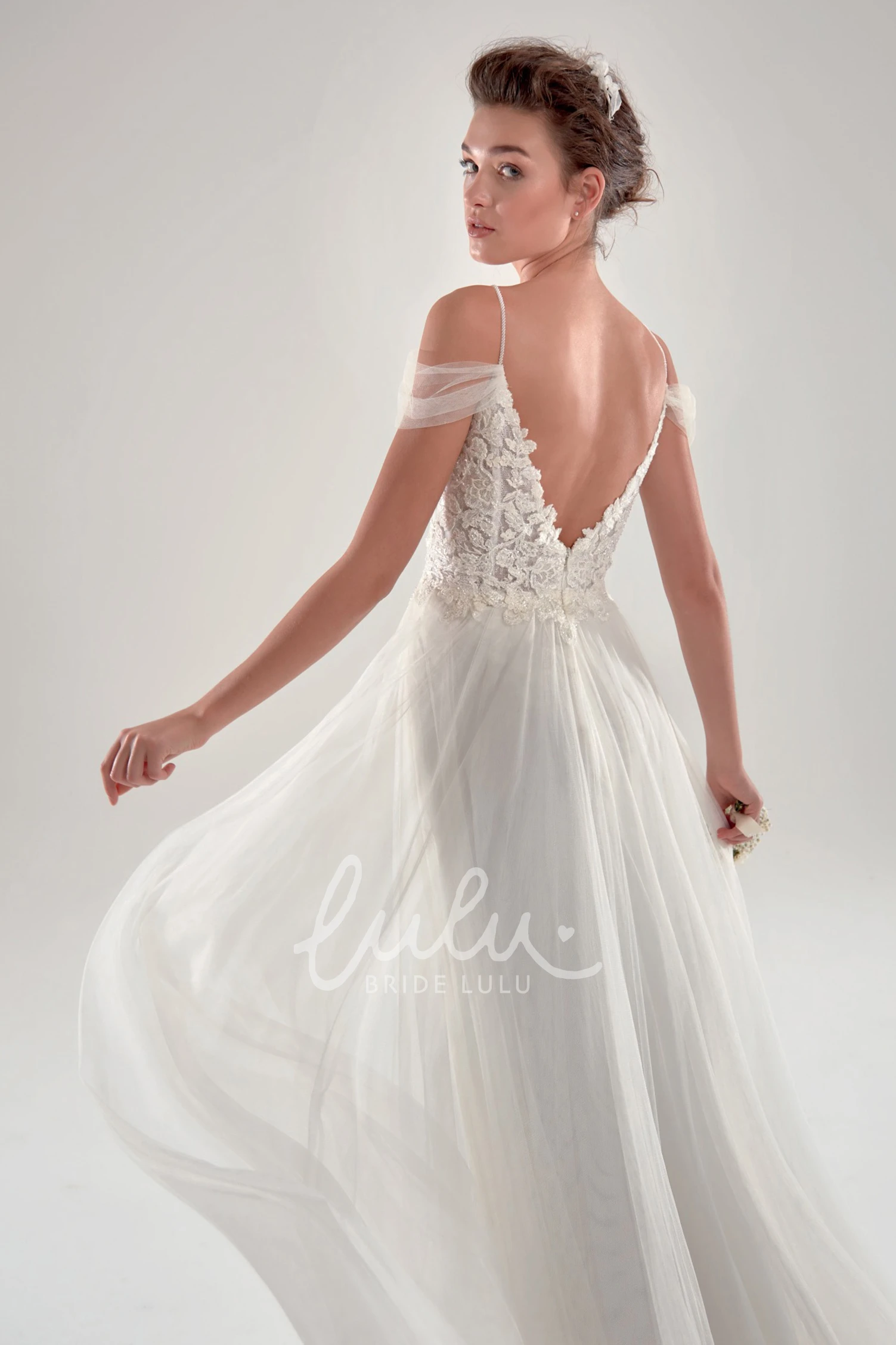 Off The Shoulder Lace and Tulle Bridal Gown Ethereal
