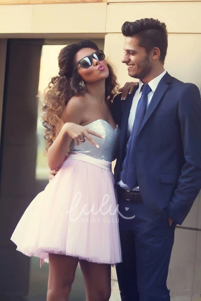 Sweetheart Sleeveless Short Homecoming Dress with Bowknot Sequins Modern & Chic