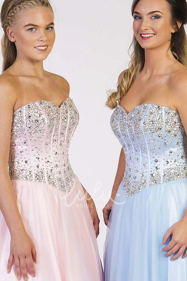 A-Line Tulle Prom Dress with Sweetheart Neckline and Beaded Bodice