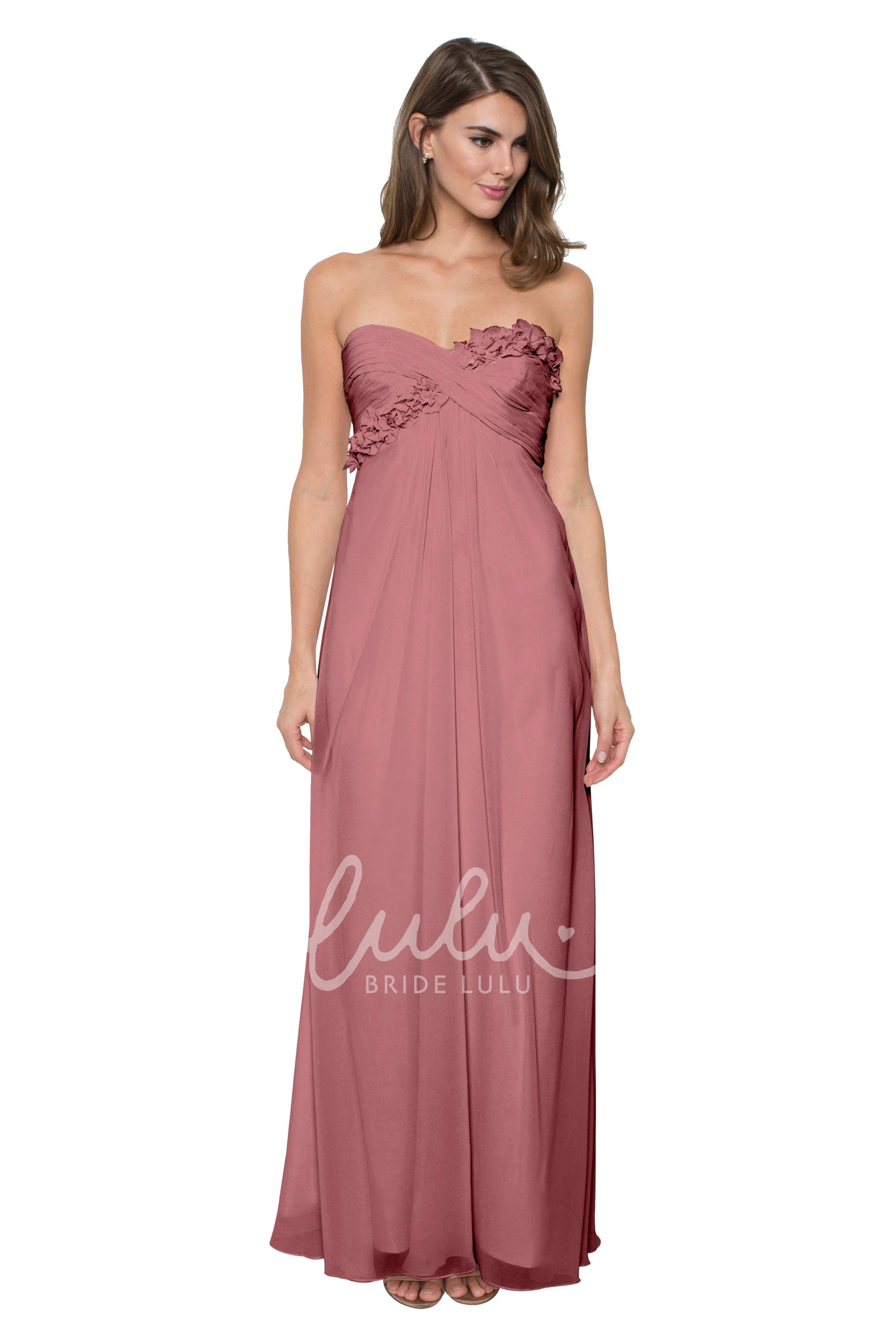 Floral Chiffon Bridesmaid Dress with Criss Cross & Sleeveless Multi-Color Convertible