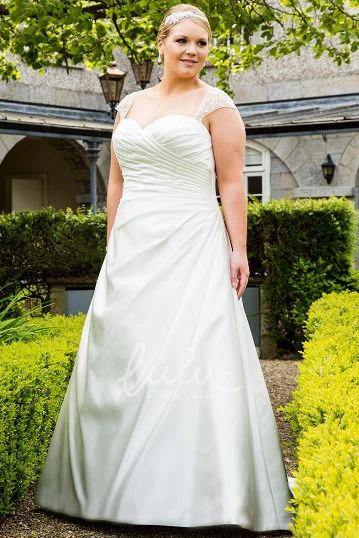 Beaded Cap Sleeve Taffeta Wedding Dress With Lace Up and Keyhole Elegant Beaded Cap Sleeve