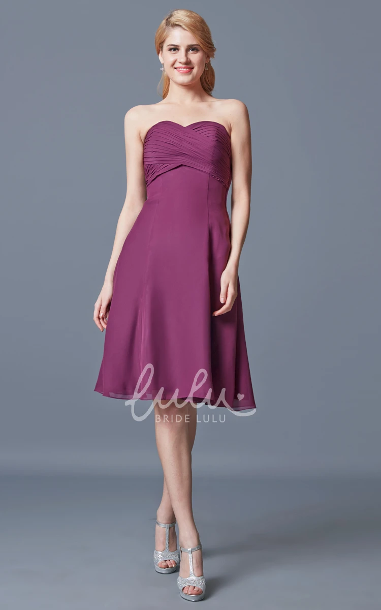 Short Chiffon Dress with Empire Waist and Ruching Flowy Bridesmaid Dress