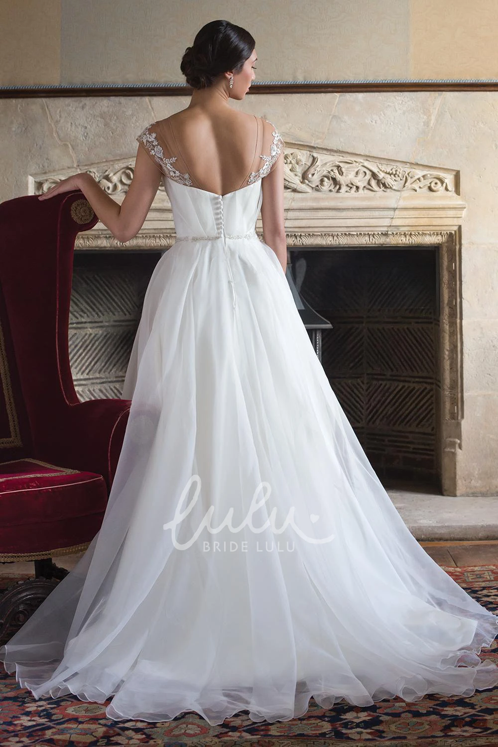 V-Neck Ball Gown Wedding Dress with Appliques