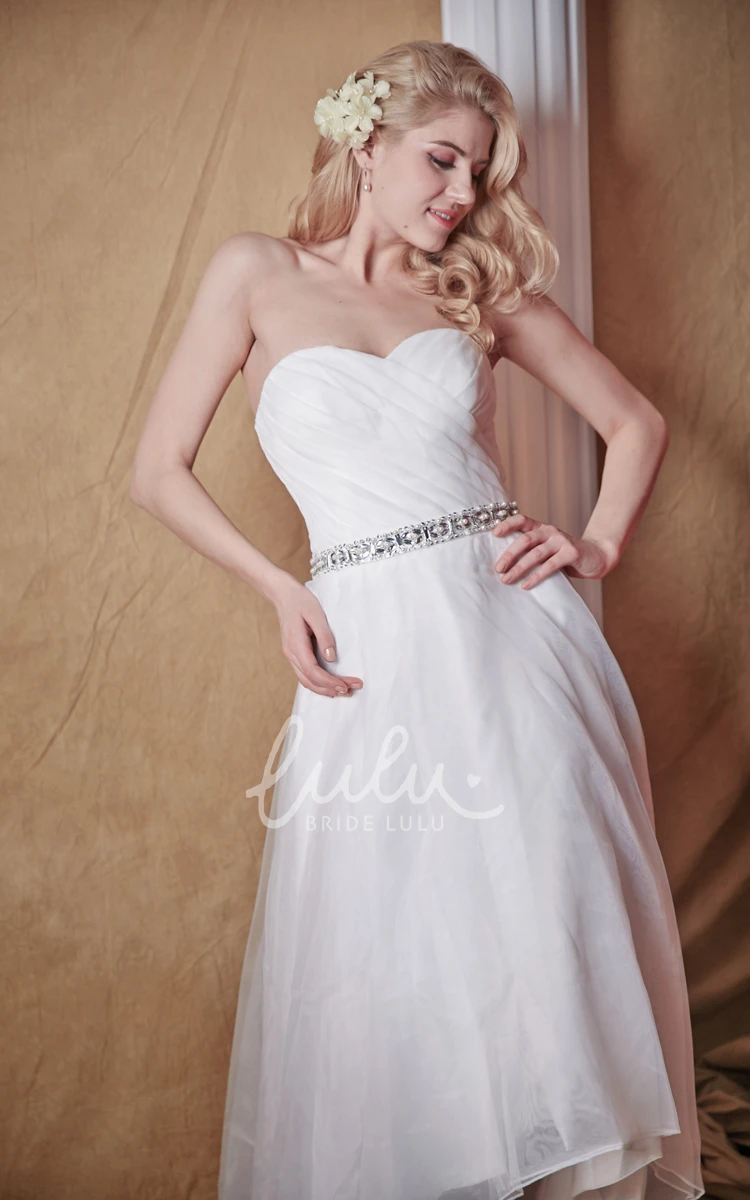 High-Low Organza Wedding Dress with Beaded Waist Sweetheart Elegant 2025