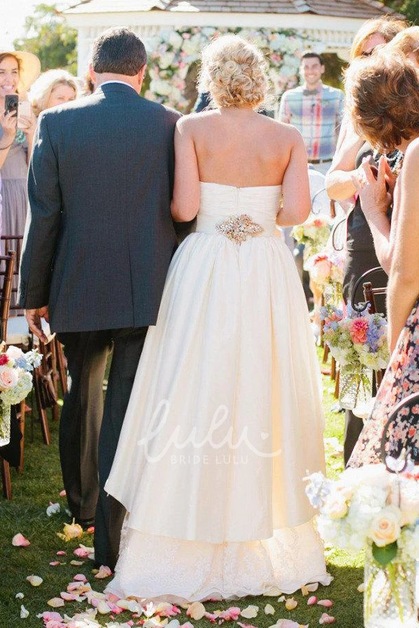 High-Low Chiffon Wedding Dress with Sweetheart Neckline and Crystal Detailing Modern Wedding Dress