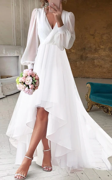 Sleeveless Bridal Gowns Horsehair Ruffles Tulle Beach Boho Hi-Low Wedding  Dresses Lb2365 - China Short Wedding Dress and Bridal Dress price