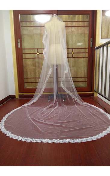 Super Long Western Style Lace Applique Bridal Veil