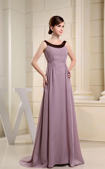 Ruched A-Line Chiffon Formal Dress with Sweep Train