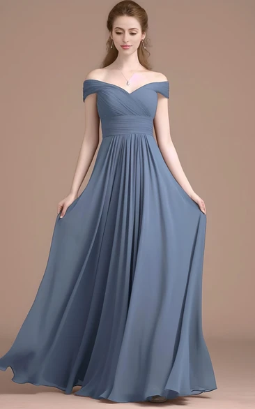 A-Line Chiffon Off-Shoulder Prom Dress Simple & Elegant Bridesmaid Dress