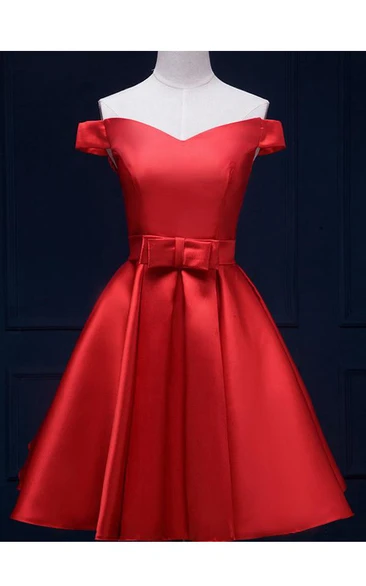 Short Satin Off-the-Shoulder Sweetheart Country Formal Dress