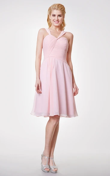 Knee Length Cute Chiffon Dress with Square Back