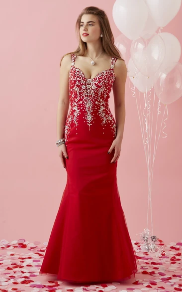 Keyhole Trumpet Prom Dress with Beaded Detailing