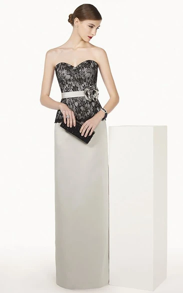 Sheath Satin Prom Dress with Lace Top and Removable Jacket