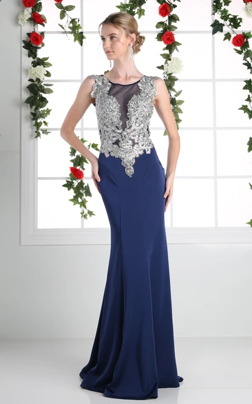 Sleeveless Sheath Jersey Dress with Beading Elegant Formal Dress