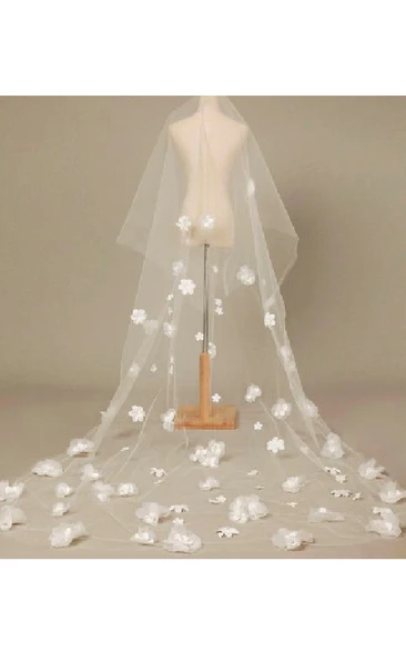 Beautiful Tulle Flower Wedding Veil for Brides