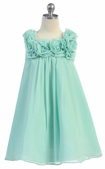 Sleeveless Knee-Length Chiffon Flower Girl Dress for Weddings