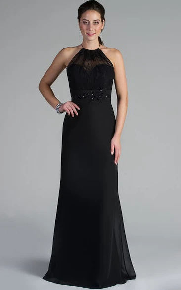 High Neck Mother of the Bride Dress with Crystal and Beading Spaghetti Straps Chiffon Long