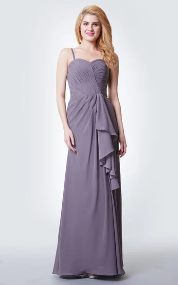 Draped Chiffon Prom Dress with Ruching and Side Split Sleeveless and Flowy