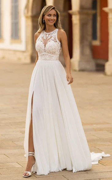 Lace halter top wedding dress best sale