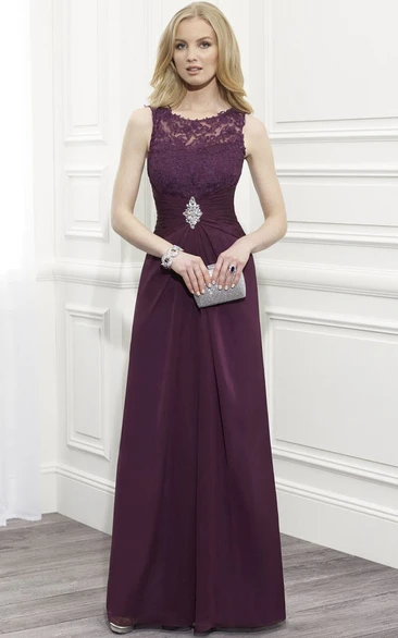 Sleeveless Lace Sheath Formal Dress with Ruched Neckline Formal Dress