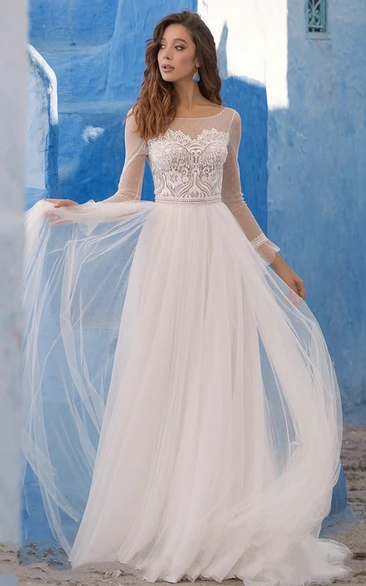 Elegant Bateau A Line Lace Wedding Dress with Ruching Classy Floor-length Women