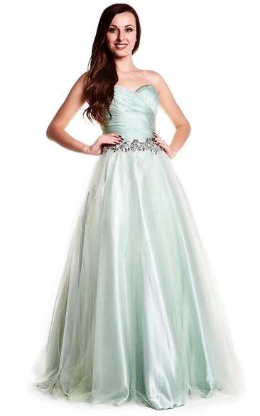 Sleeveless Sweetheart Tulle Prom Dress with Criss-Cross Flowy Prom Dress