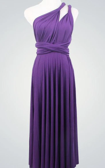 Purple Multiway Infinity Bridesmaid Dress Knee Length Convertible Party Dress