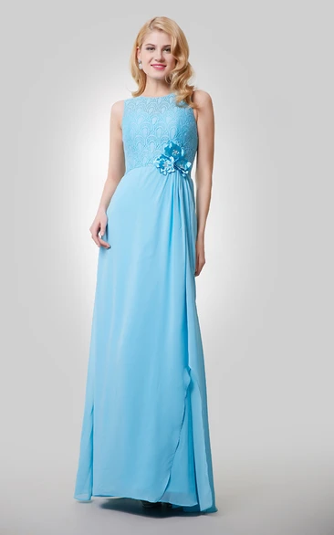 Beaded Flowers A-Line Sleeveless Bridesmaid Dress