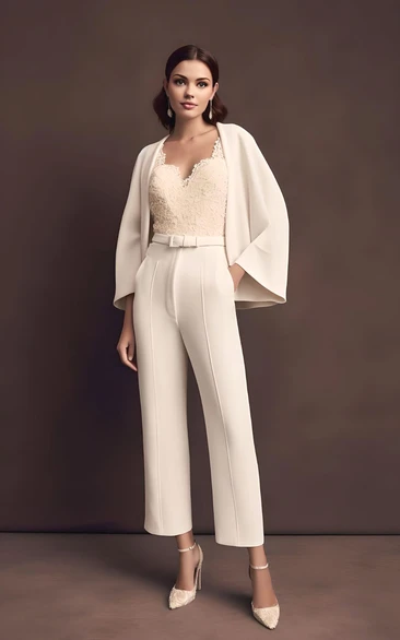 Elegant Chiffon Wedding Jumpsuit 2024 Long Sleeve Beach Country Garden Ankle-length