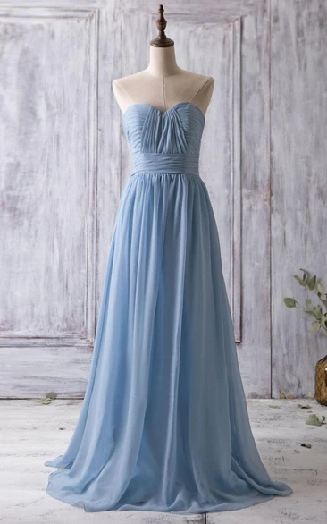 A-line Chiffon Bridesmaid Dress with Sweetheart Neckline and Pleats