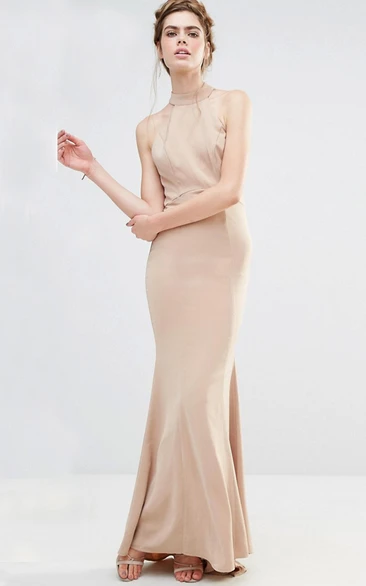 Chiffon Bridesmaid Dress With Straps Sheath Ankle-Length High Neck