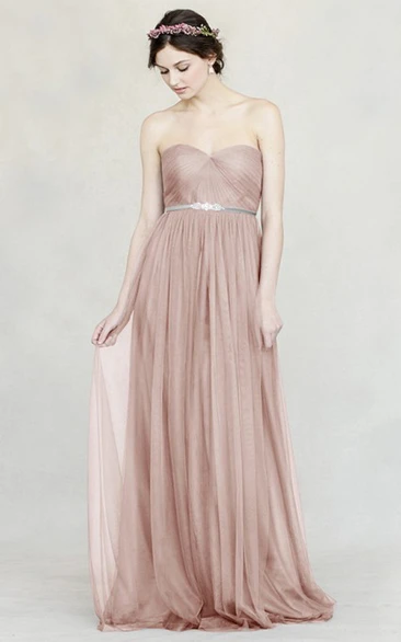 Sleeveless Jeweled Empire Tulle Bridesmaid Dress with Straps Elegant Bridesmaid Dress 2024