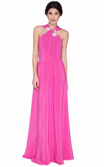 Beaded Sheath Bridesmaid Dress Floor-Length Sleeveless