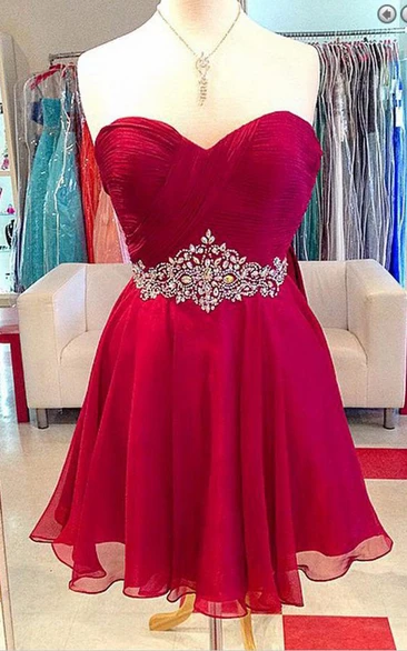 Elegant Beaded Chiffon A-Line Short Prom Dress