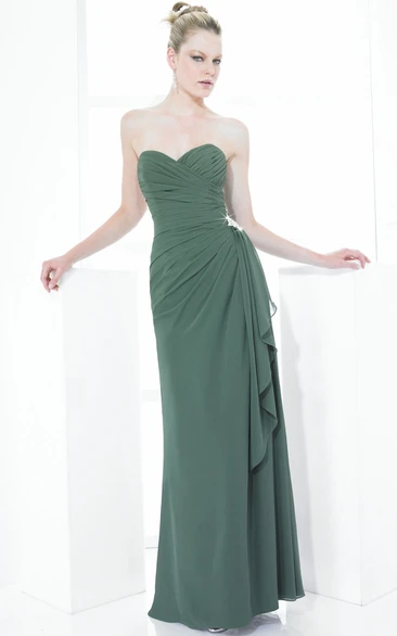 Sweetheart Chiffon Sleeveless Bridesmaid Dress with Criss-Cross Maxi Length