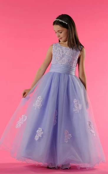 Tulle Ball Gown with Lace Top for Flower Girls
