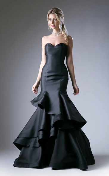 Satin Trumpet Formal Dress with Sweetheart Neckline and Corset Back