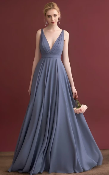 V-neck Chiffon A-Line Prom Dress Boho & Casual Prom Dress