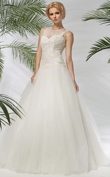 Sleeveless Tulle Wedding Dress with Beading Ball Gown Maxi