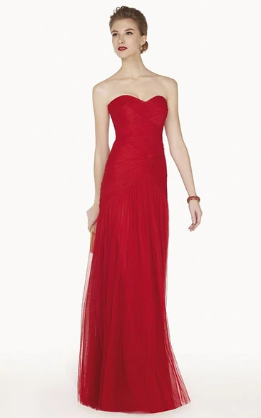 A-Line Tulle Prom Dress with Sweetheart Neckline and Criss Cross Bodice